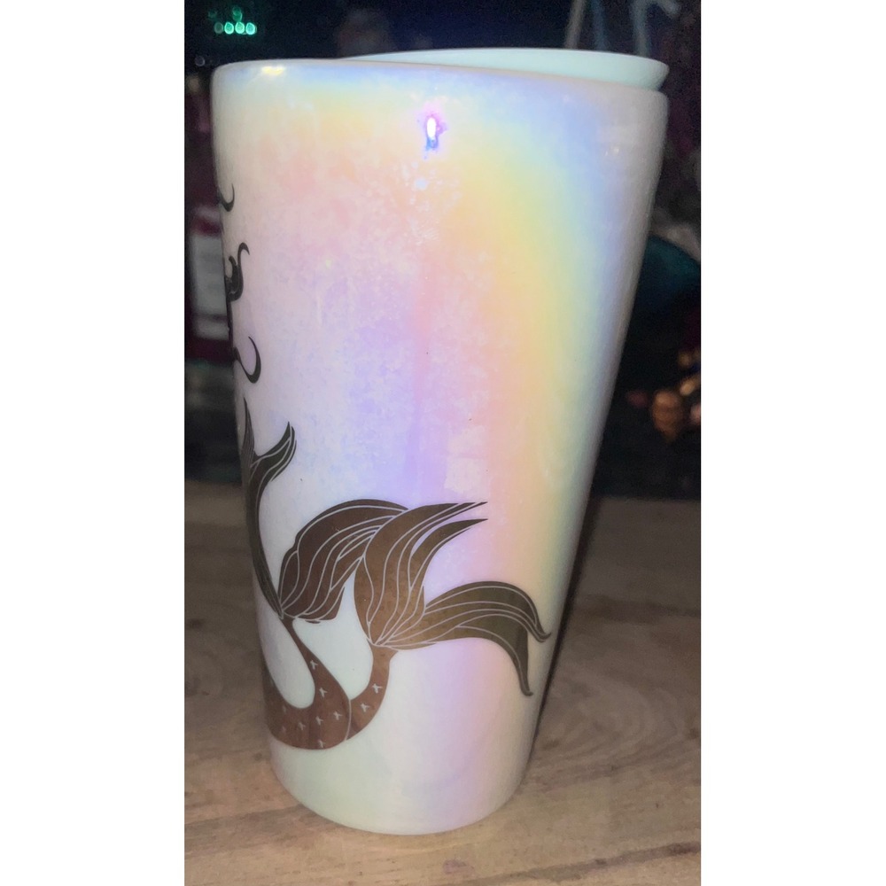 Starbucks 2021 Anniversary Iridescent Siren Mermaid Ceramic Tumbler12oz preowned - Picture 3 of 6